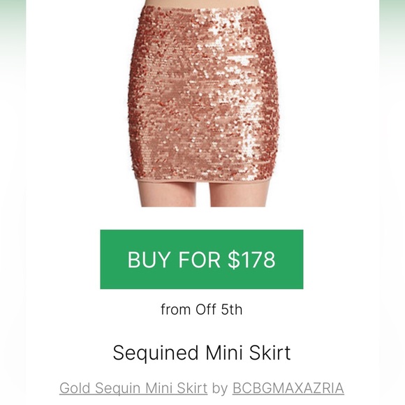 BCBG Rose Gold Sequin Mini Skirt - Picture 2 of 6